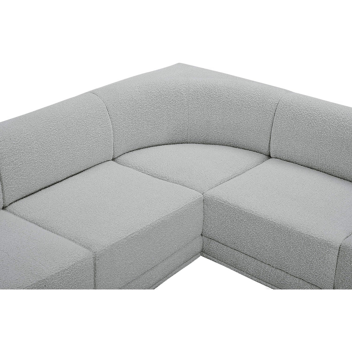 Ollie 128in Grey Boucle Fabric Upholstered 8 Piece Modular Sectional Sofa