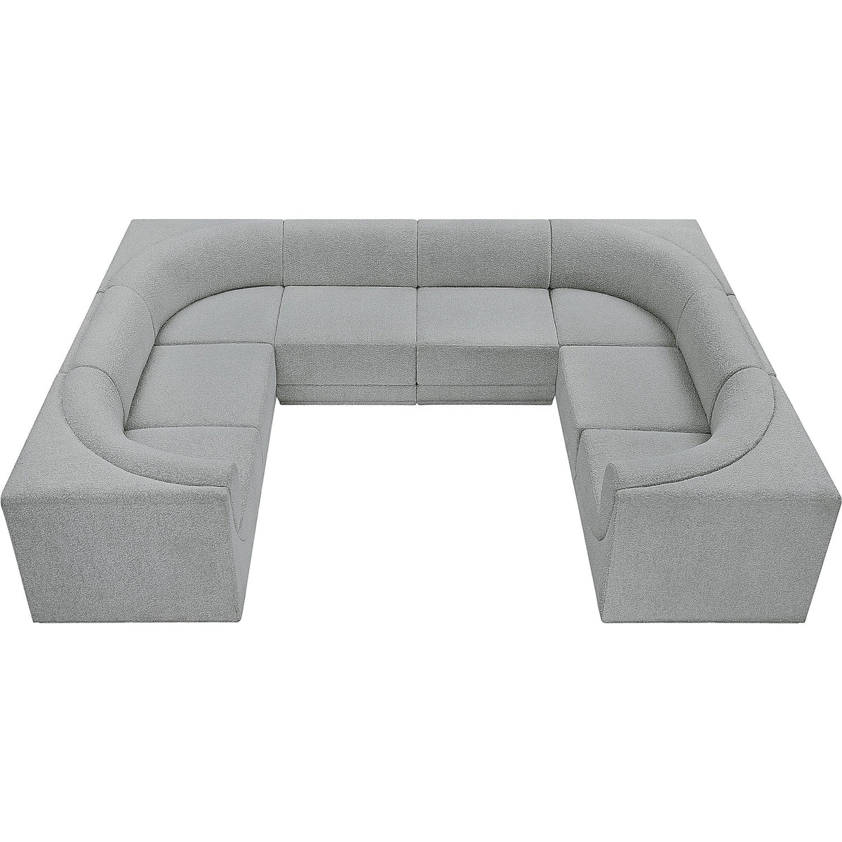 Ollie 128in Grey Boucle Fabric Upholstered 8 Piece Modular Sectional Sofa