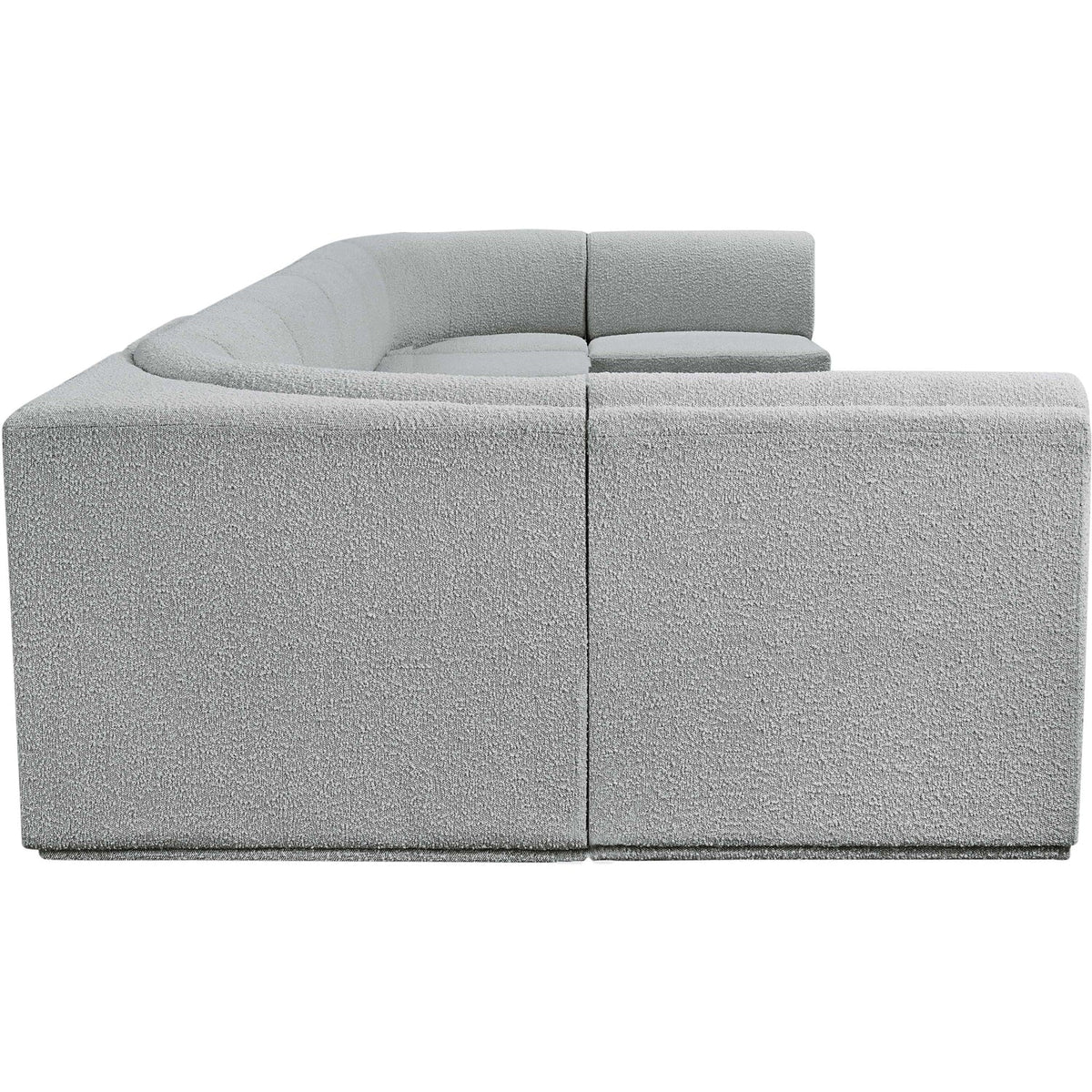 Ollie 188in Grey Boucle Fabric Upholstered 8 Piece Modular Sectional Sofa