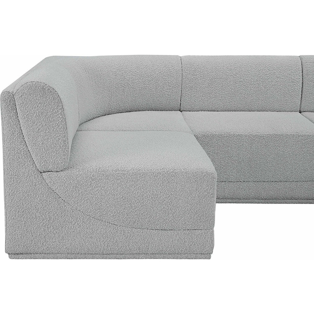 Ollie 188in Grey Boucle Fabric Upholstered 8 Piece Modular Sectional Sofa