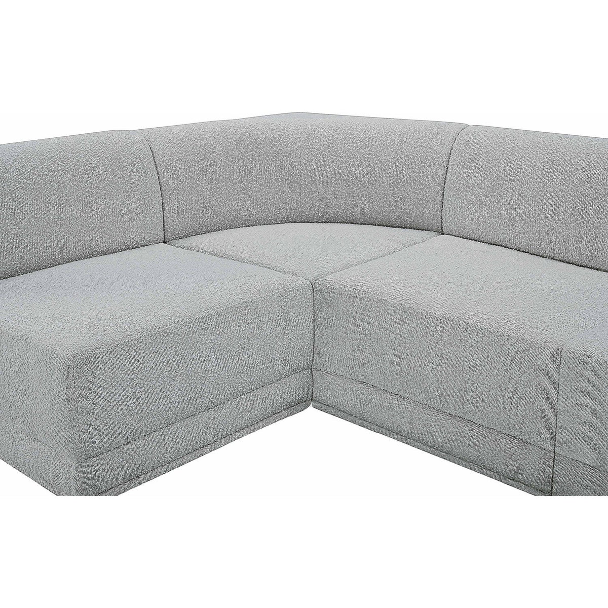 Ollie 218in Grey Boucle Fabric Upholstered 9 Piece Modular Sectional Sofa