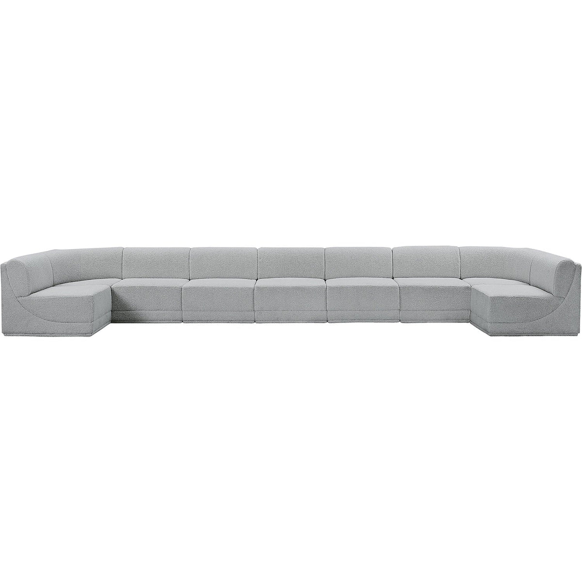 Ollie 218in Grey Boucle Fabric Upholstered 9 Piece Modular Sectional Sofa