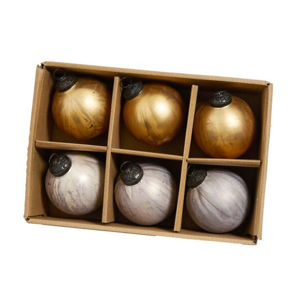 Silver and Gold Ornament Set of 6