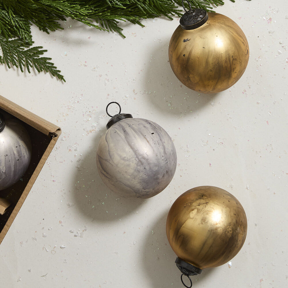 Silver and Gold Ornament Set of 6