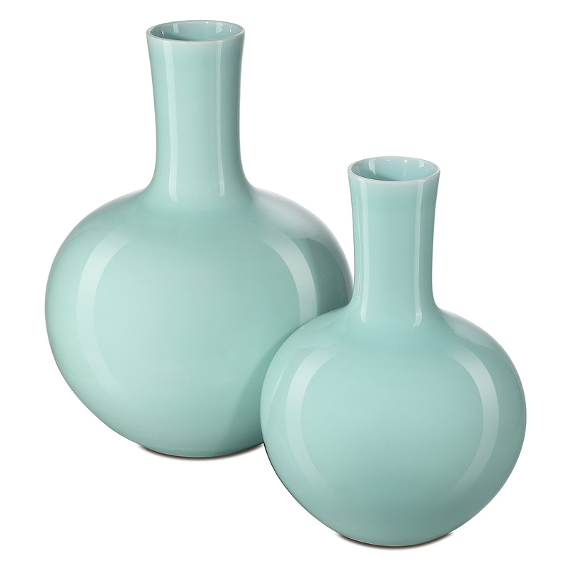 Currey & Co Celadon Green Straight Neck Vase