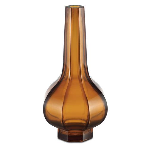 Currey & Co Amber/Gold Peking Stem Vase