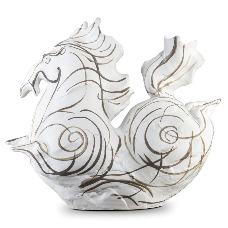 Currey & Co Jumping White Horse Sculpture