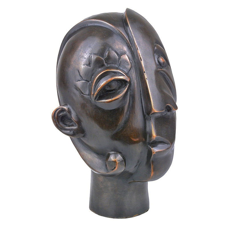 Currey & Co Cubist Head Bronze Sculpture
