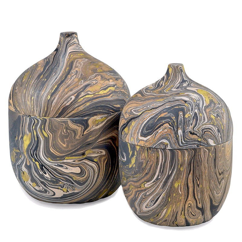 Currey & Co Brown Marbleized Box Set of 2