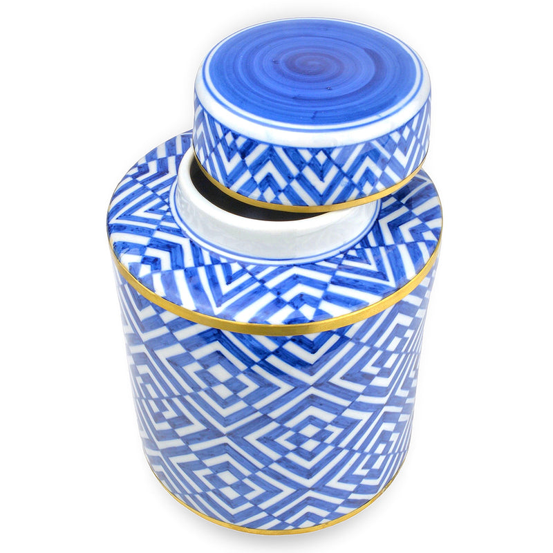 Currey & Co Blue/White Optical Small Tea Jar