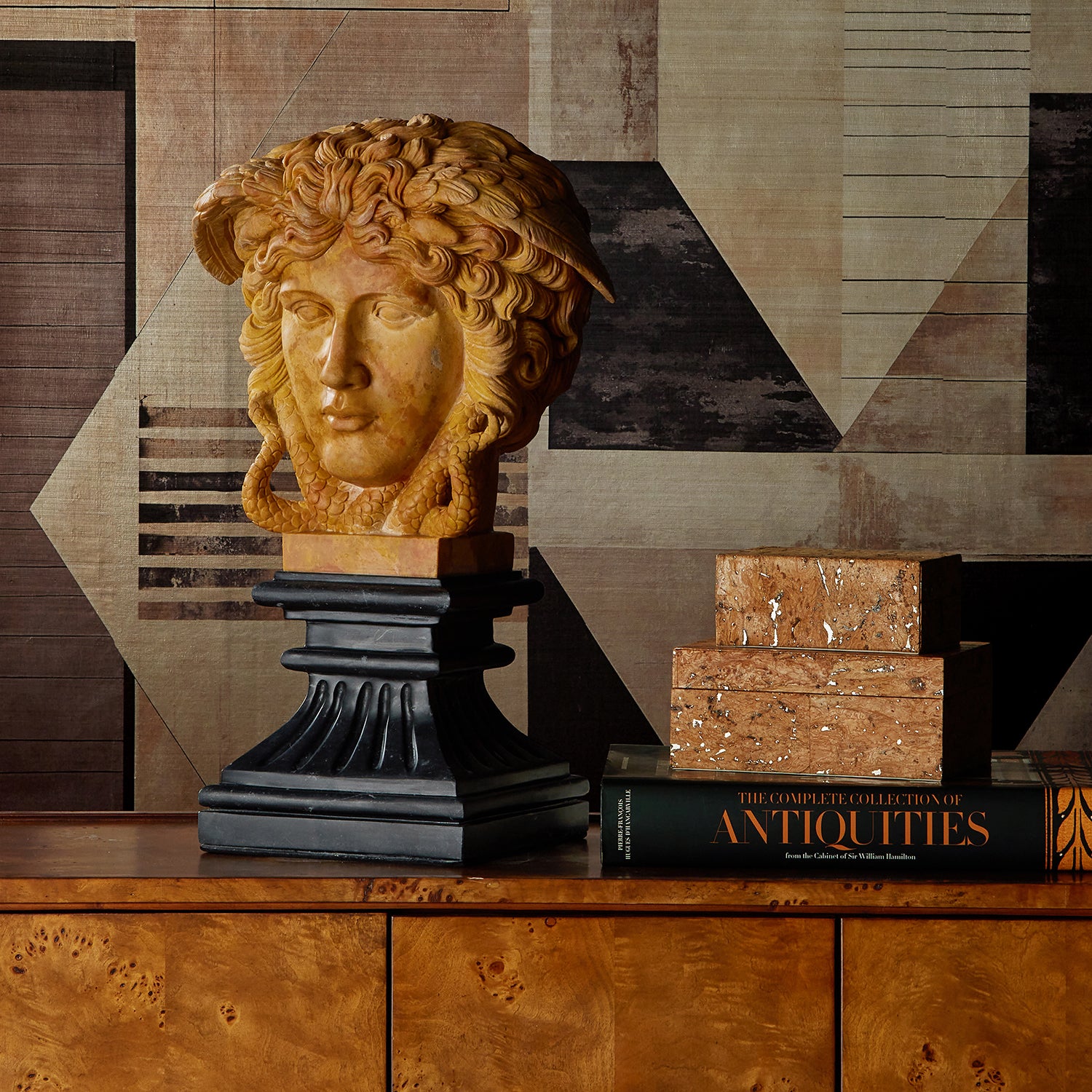 Currey & Co Hypnos Head on Metal Plinth