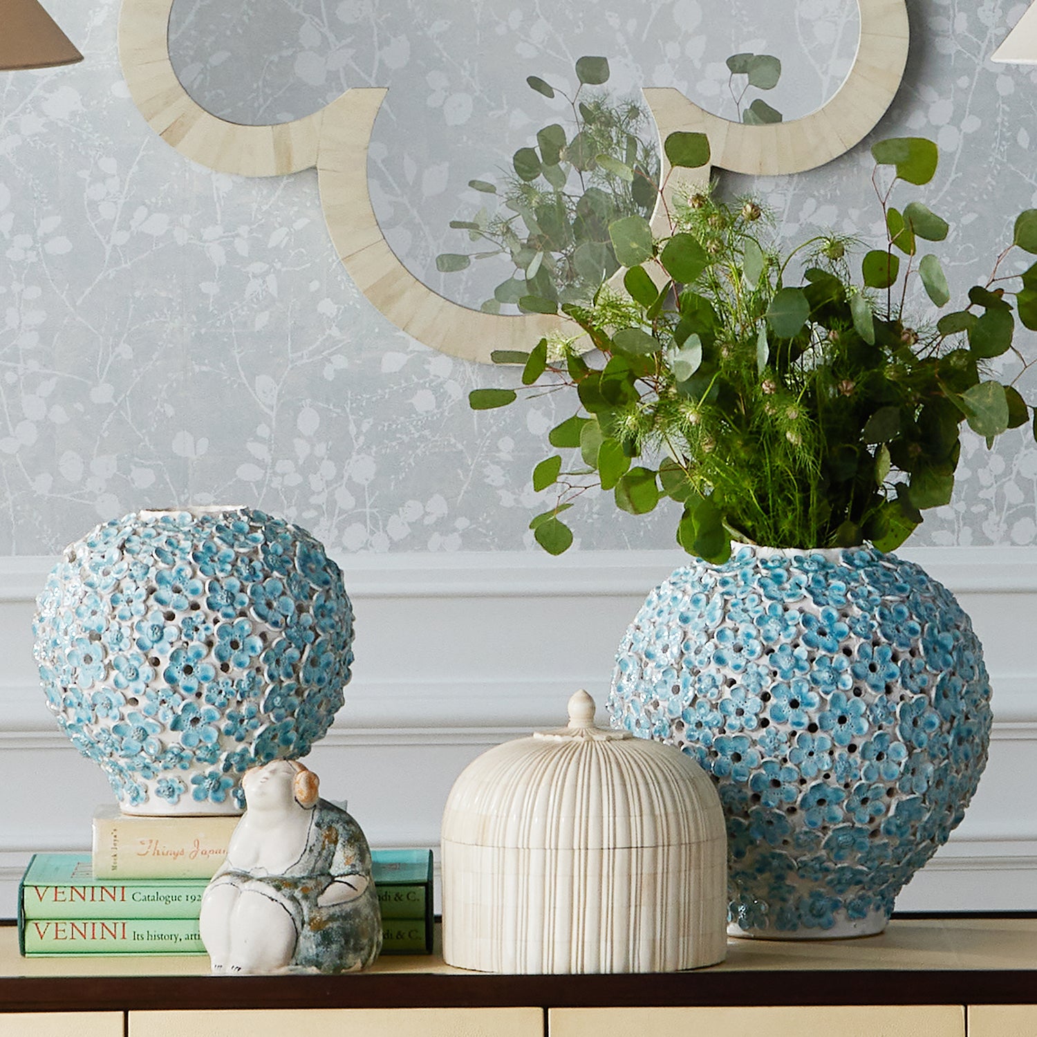 Currey & Co Daisy Blue Vase
