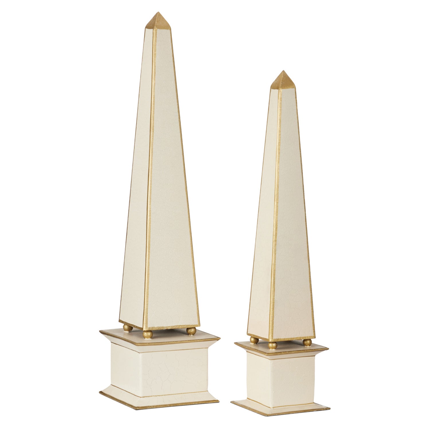 Currey & Co Daphne Ivory Obelisk Set of 2