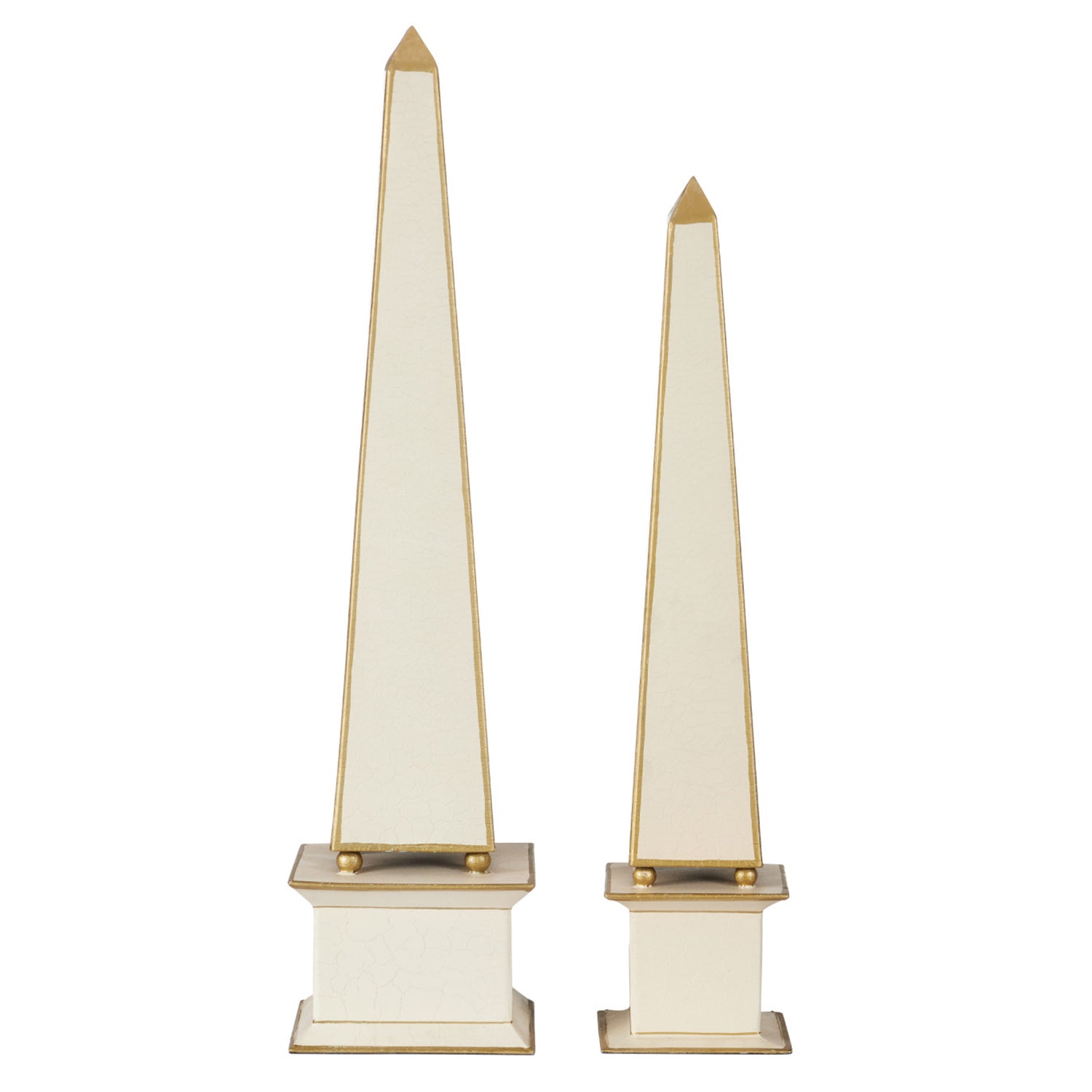 Currey & Co Daphne Ivory Obelisk Set of 2