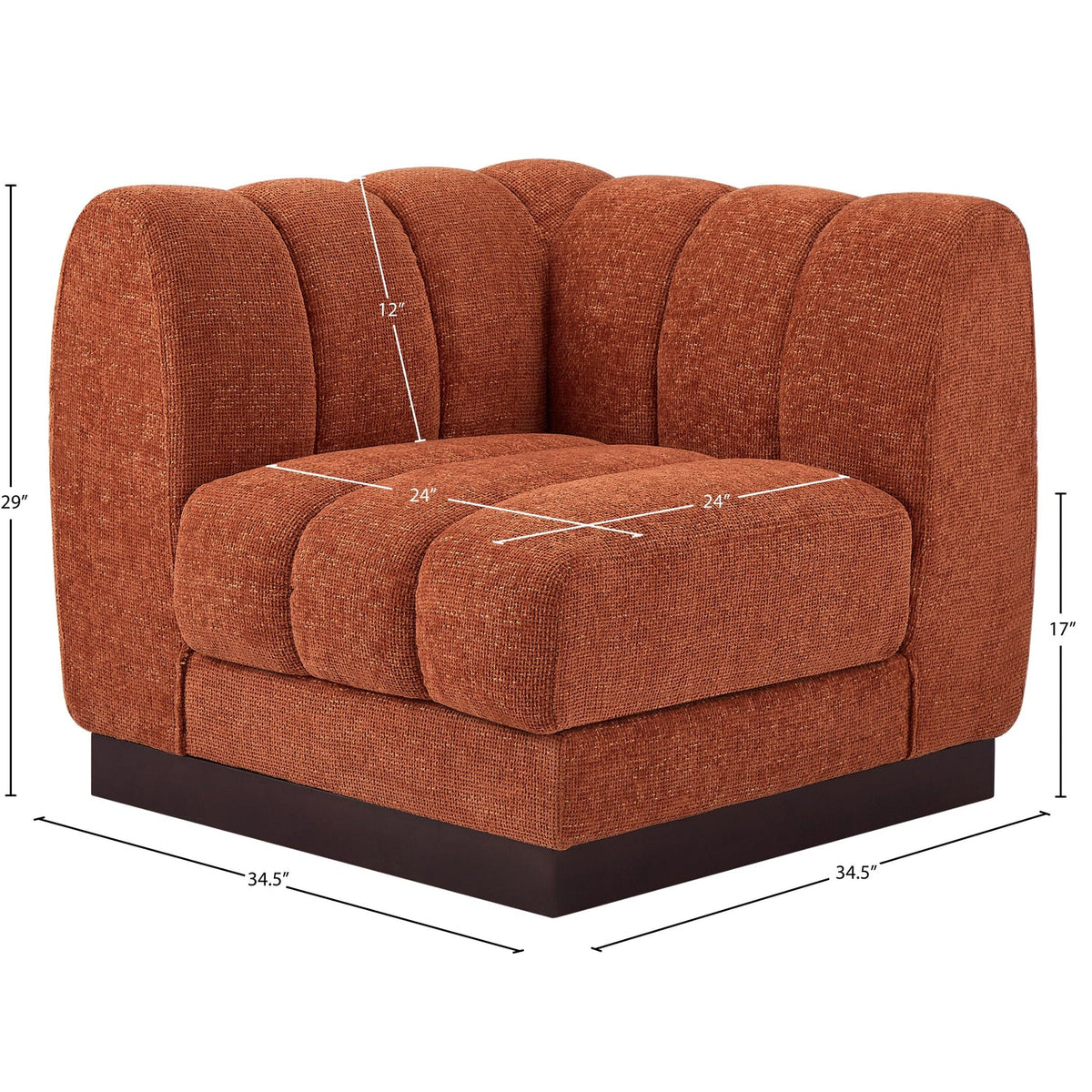 Quinn Cognac Chenille Fabric Upholstered Modular Corner Chair