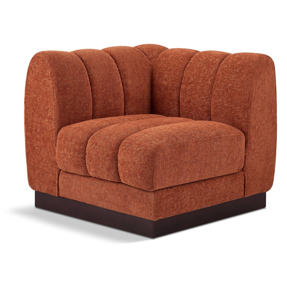 Quinn Cognac Chenille Fabric Upholstered Modular Corner Chair in cognac chenille fabric, primary product view