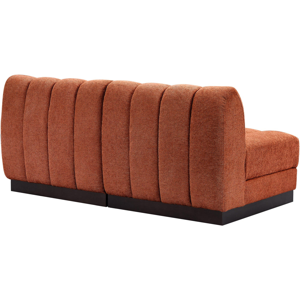 Quinn 64in Cognac Chenille Fabric Upholstered 2 Piece Armless Modular Loveseat