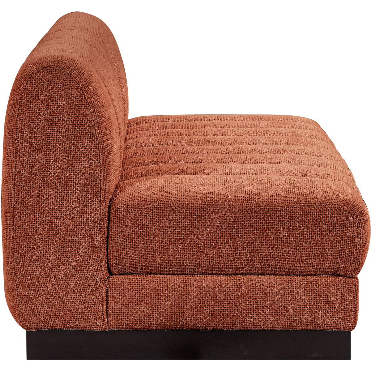 Quinn 64in Cognac Chenille Fabric Upholstered 2 Piece Armless Modular Loveseat