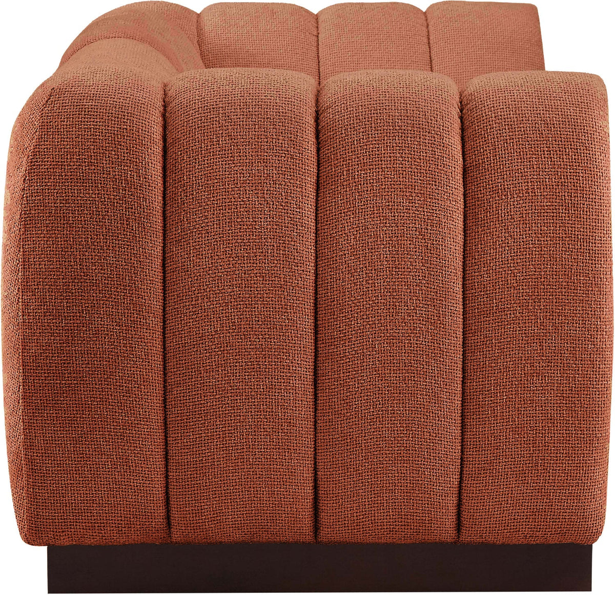 Quinn 69in Cognac Chenille Fabric Upholstered 2 Piece Modular Loveseat