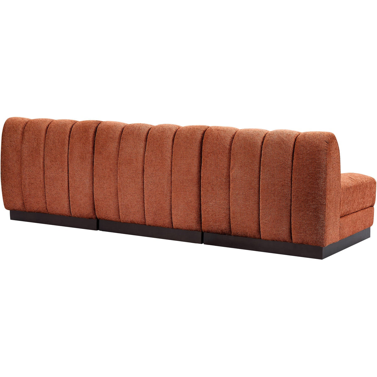 Quinn 96in Cognac Chenille Fabric Upholstered 3 Piece Armless Modular Sofa