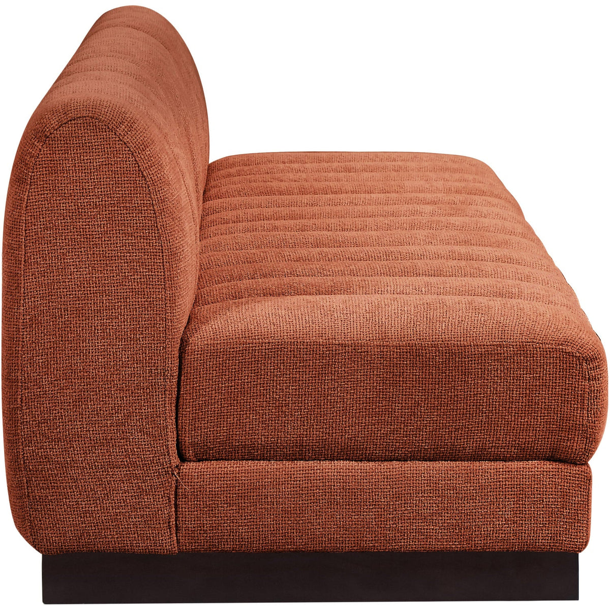 Quinn 96in Cognac Chenille Fabric Upholstered 3 Piece Armless Modular Sofa
