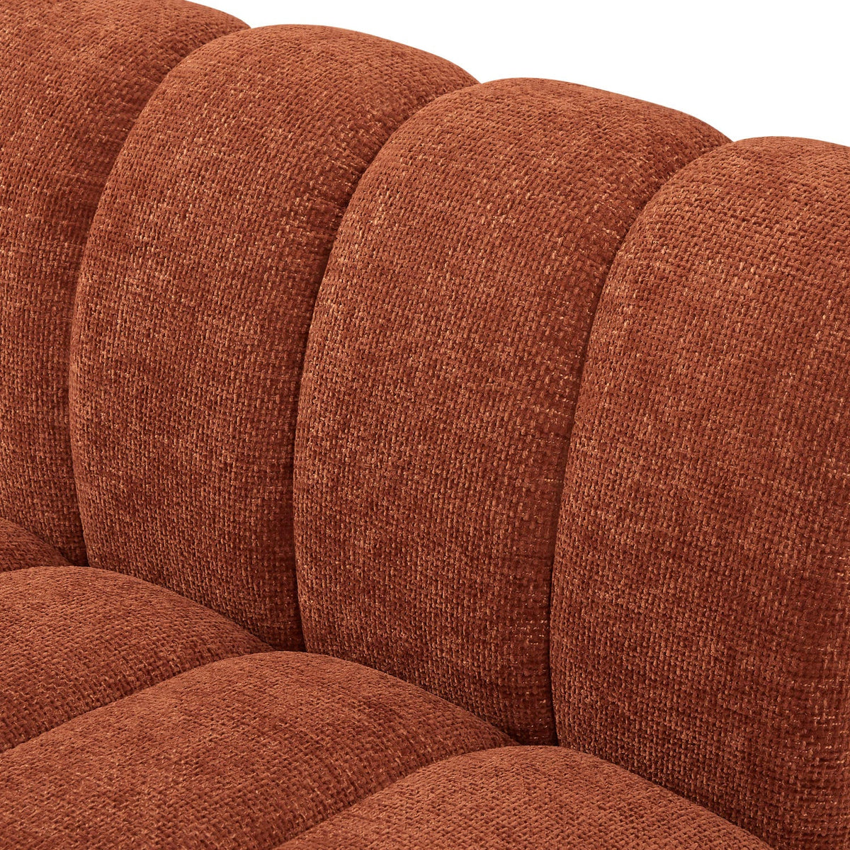 Quinn 96in Cognac Chenille Fabric Upholstered 3 Piece Armless Modular Sofa