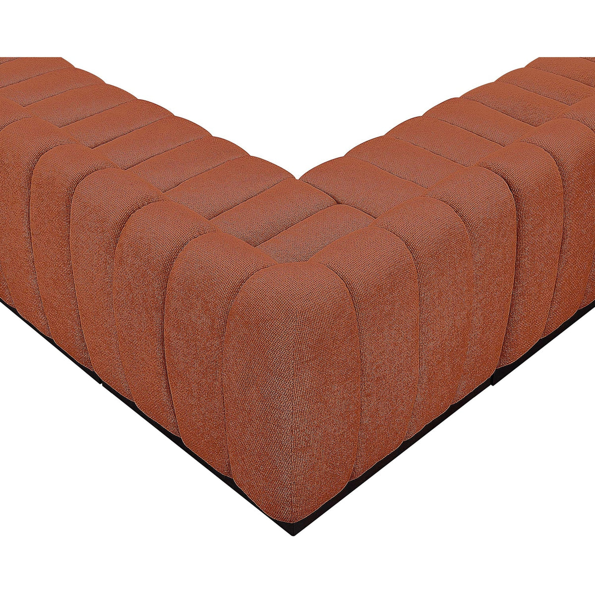 Quinn 98in Cognac Chenille Fabric Upholstered 5 Piece Modular Sectional Sofa