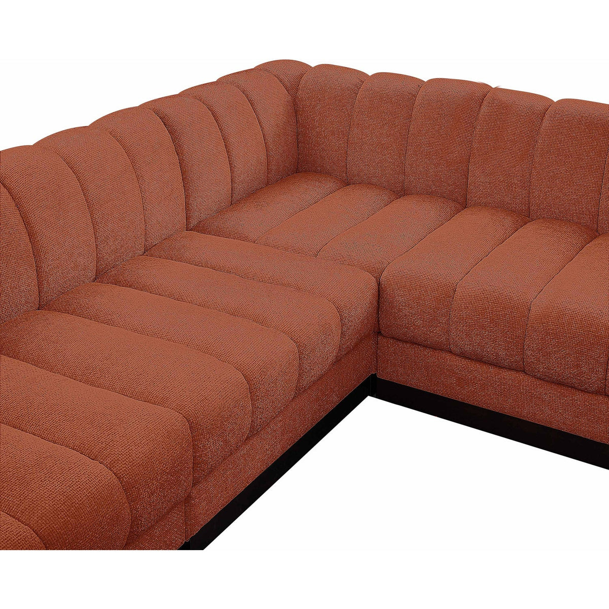 Quinn 98in Cognac Chenille Fabric Upholstered 5 Piece Modular Sectional Sofa