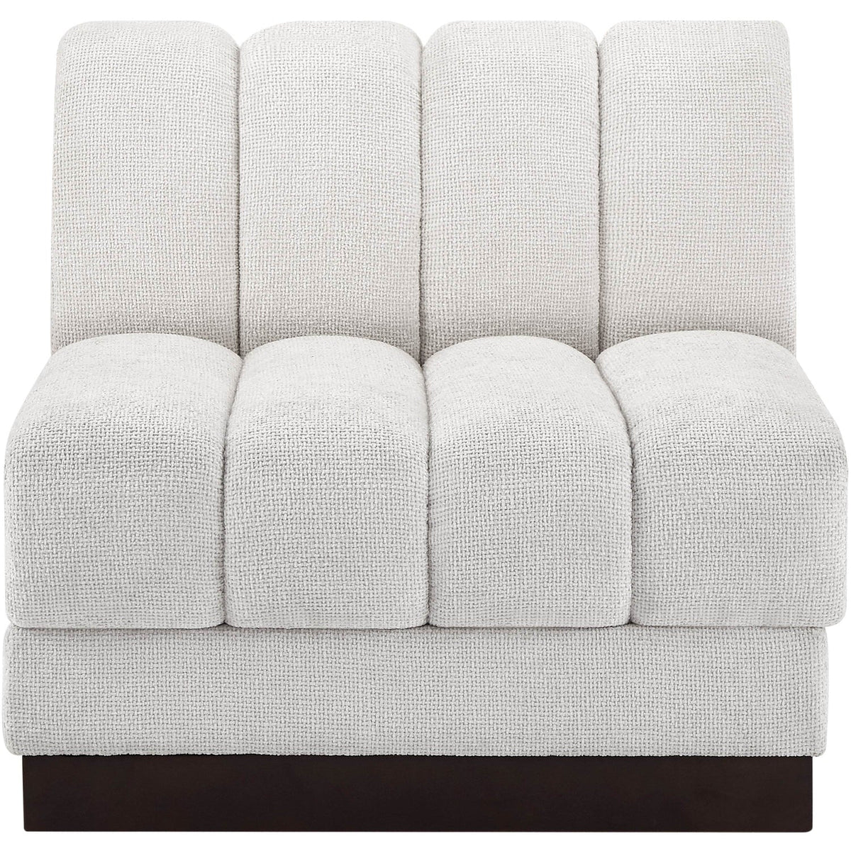 Quinn Cream Chenille Fabric Upholstered Modular Armless Chair