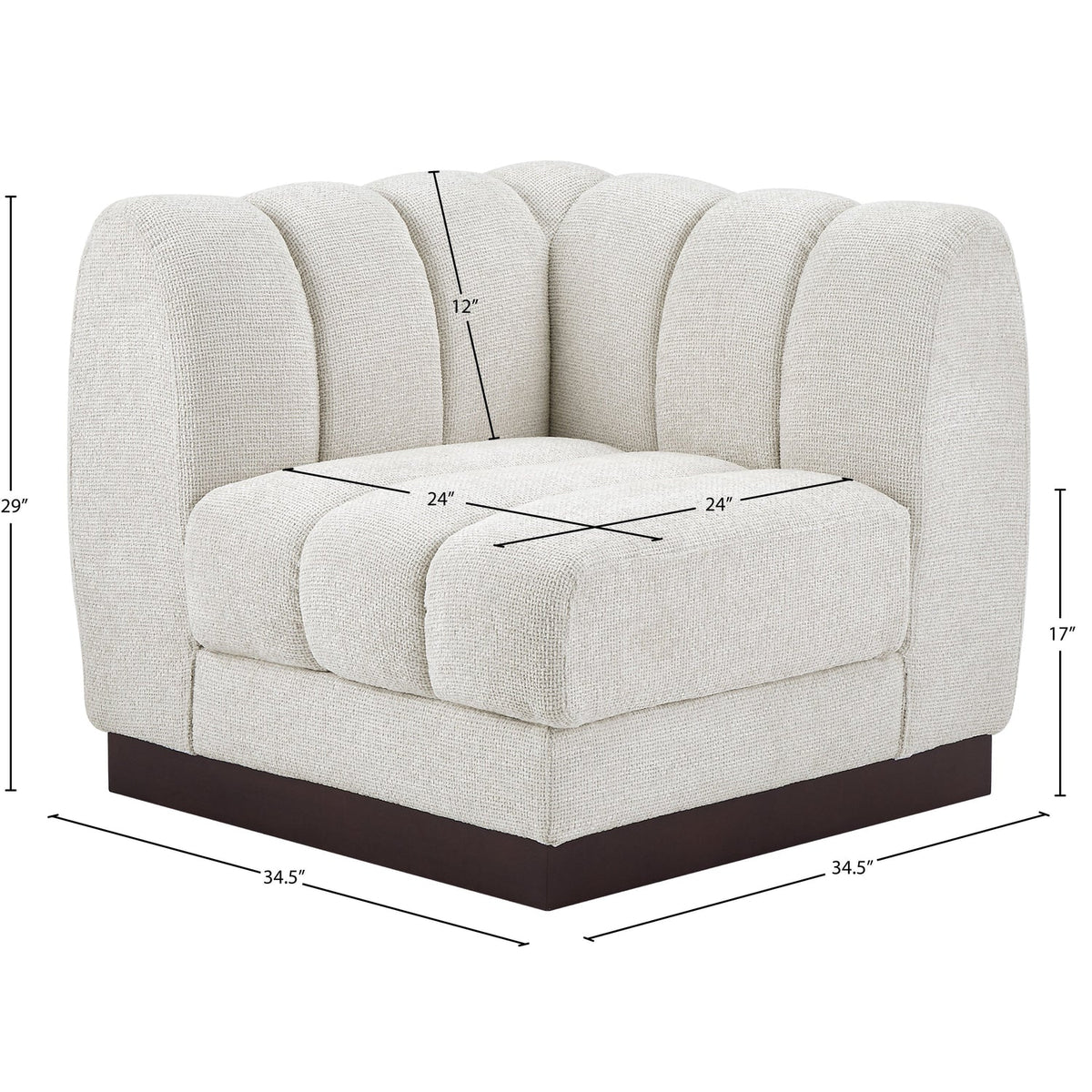 Quinn Cream Chenille Fabric Upholstered Modular Corner Chair