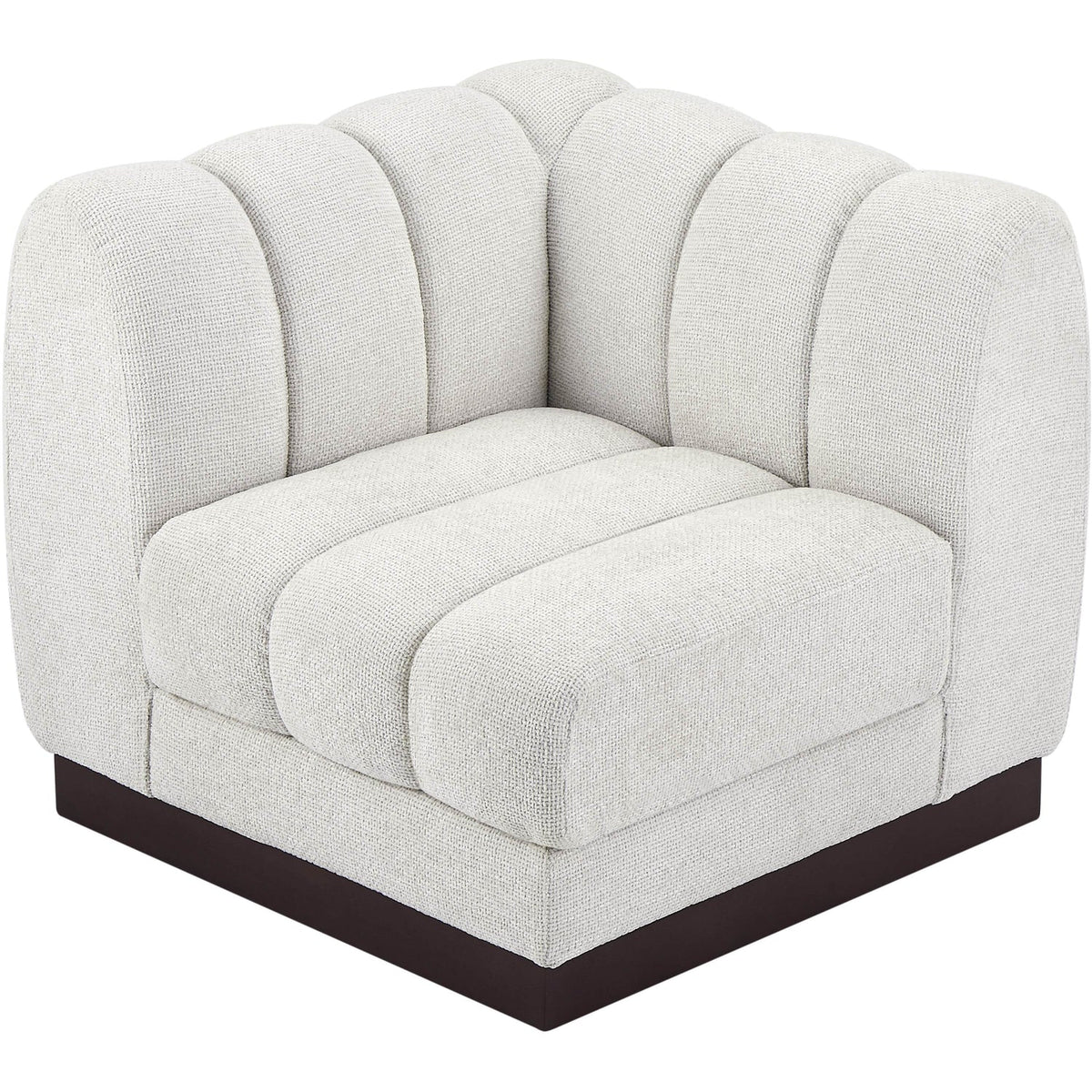 Quinn Cream Chenille Fabric Upholstered Modular Corner Chair