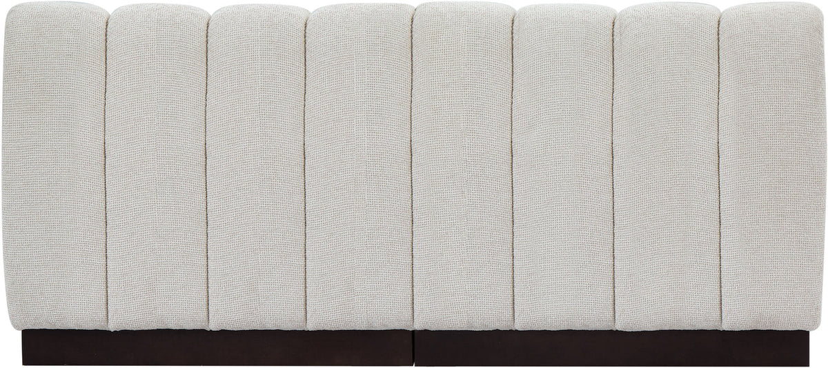 Quinn 64in Cream Chenille Fabric Upholstered 2 Piece Armless Modular Loveseat