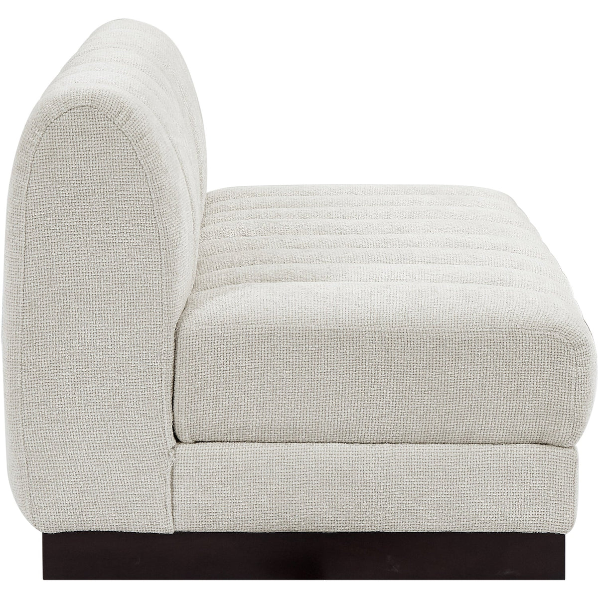 Quinn 64in Cream Chenille Fabric Upholstered 2 Piece Armless Modular Loveseat