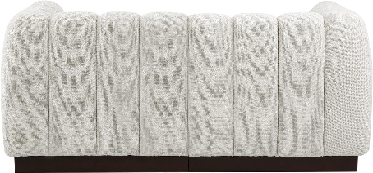 Quinn 69in Cream Chenille Fabric Upholstered 2 Piece Modular Loveseat