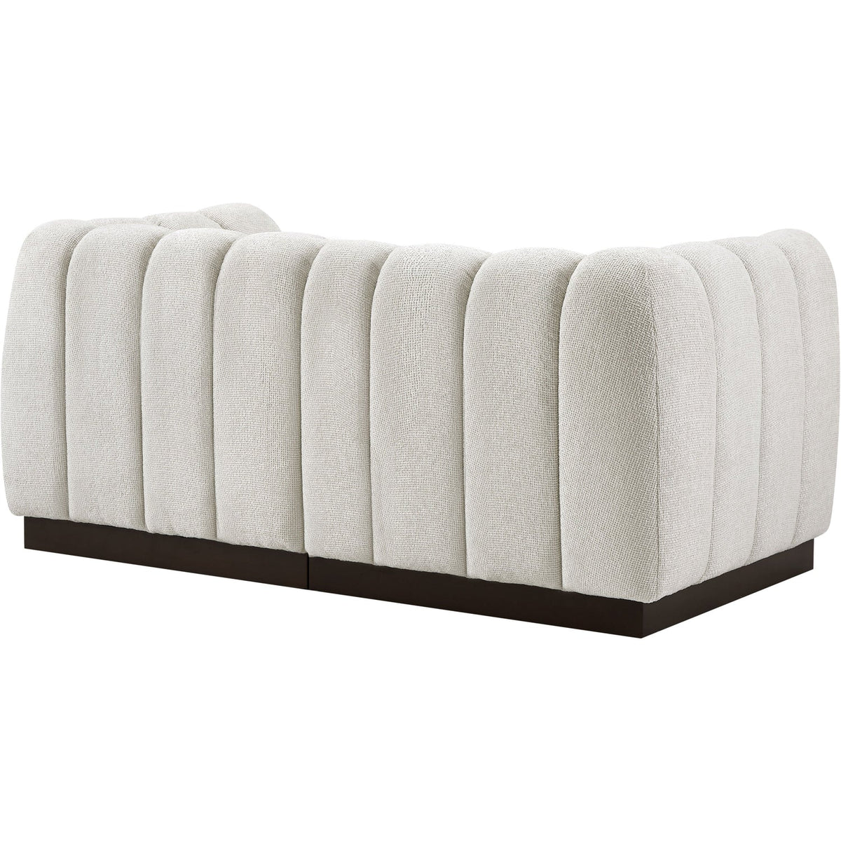 Quinn 69in Cream Chenille Fabric Upholstered 2 Piece Modular Loveseat
