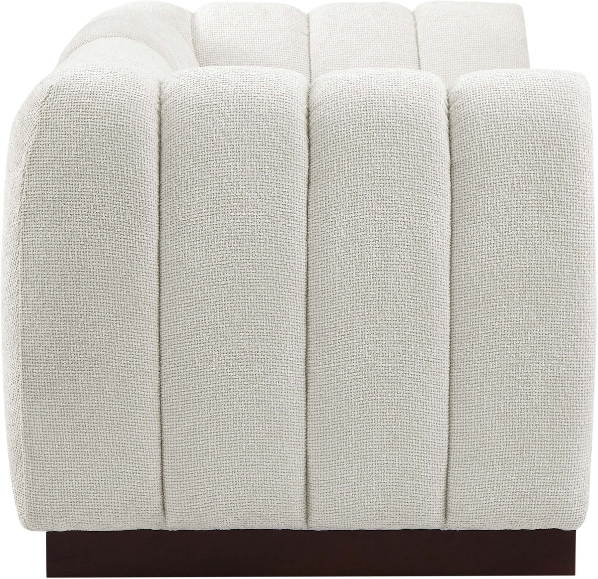 Quinn 69in Cream Chenille Fabric Upholstered 2 Piece Modular Loveseat