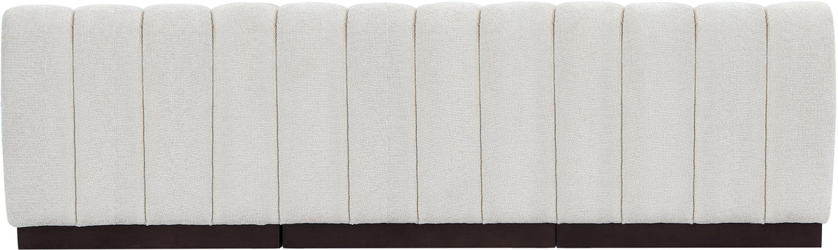 Quinn 96in Cream Chenille Fabric Upholstered 3 Piece Armless Modular Sofa