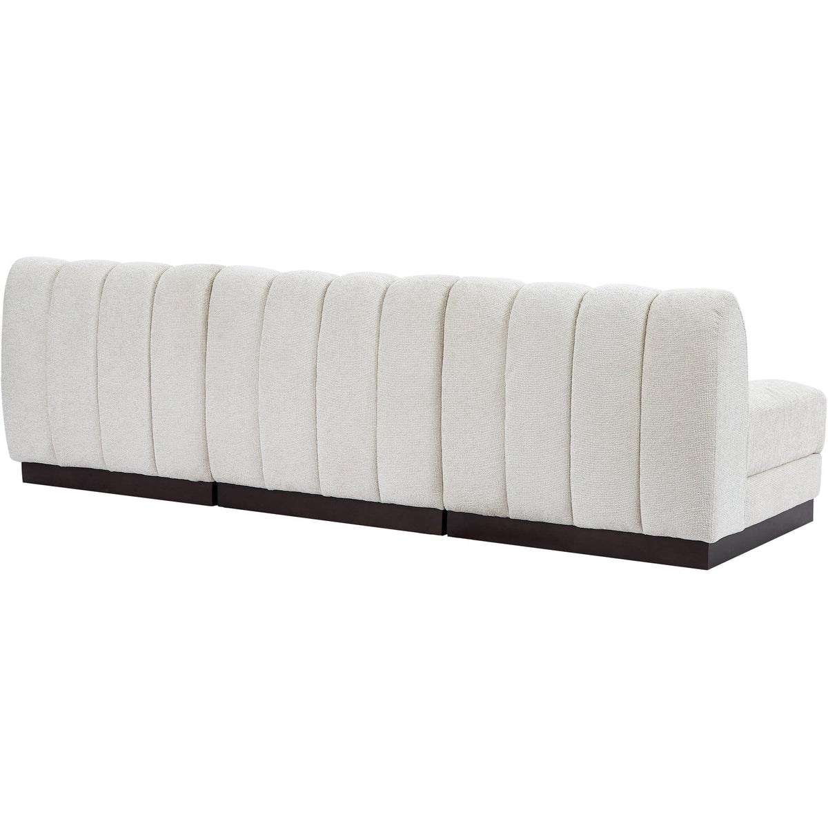 Quinn 96in Cream Chenille Fabric Upholstered 3 Piece Armless Modular Sofa