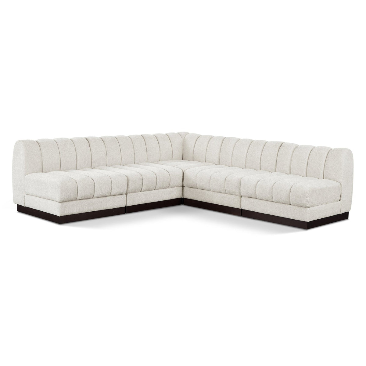 Quinn 98" Cream Chenille Fabric Upholstered 5pc. Modular Sectional in cream chenille fabric, primary product view