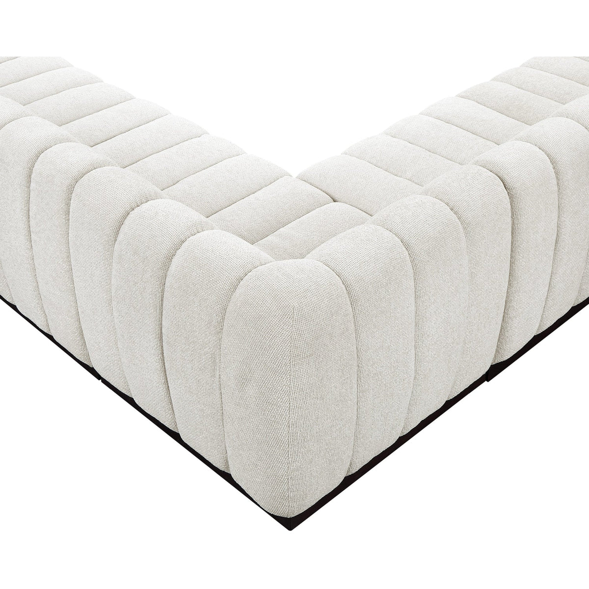 Quinn 98in Cream Chenille Fabric Upholstered 5 Piece Modular Sectional Sofa