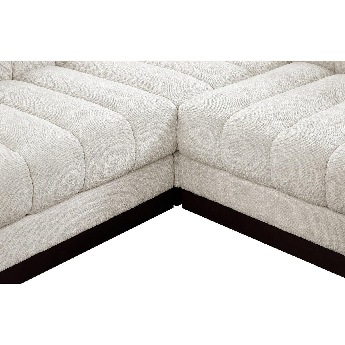 Quinn 98in Cream Chenille Fabric Upholstered 5 Piece Modular Sectional Sofa