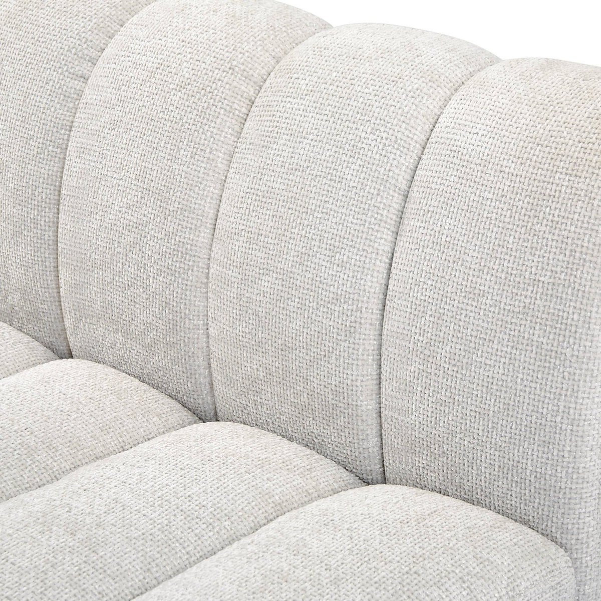 Quinn 98in Cream Chenille Fabric Upholstered 5 Piece Modular Sectional Sofa