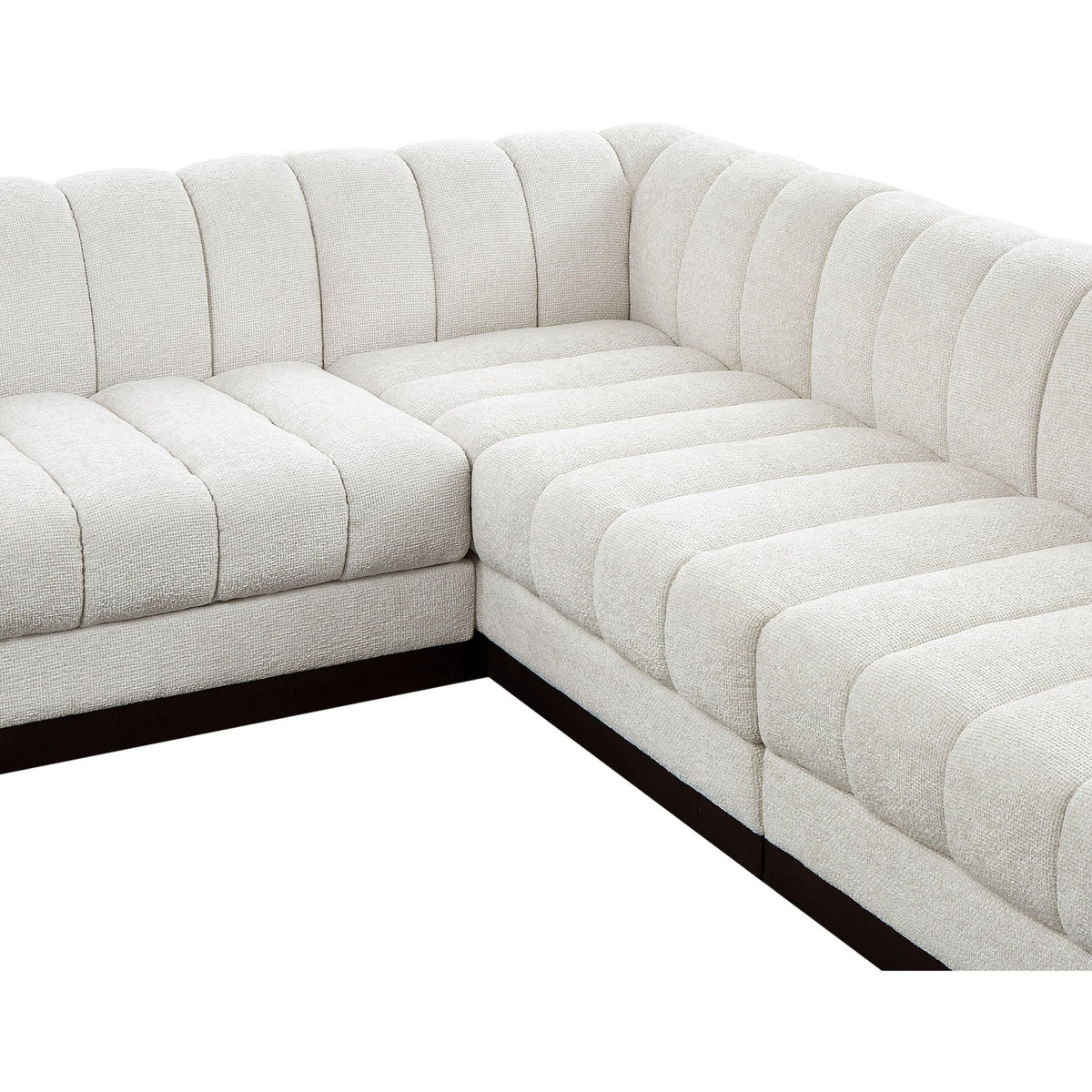 Quinn 98in Cream Chenille Fabric Upholstered 5 Piece Modular Sectional Sofa