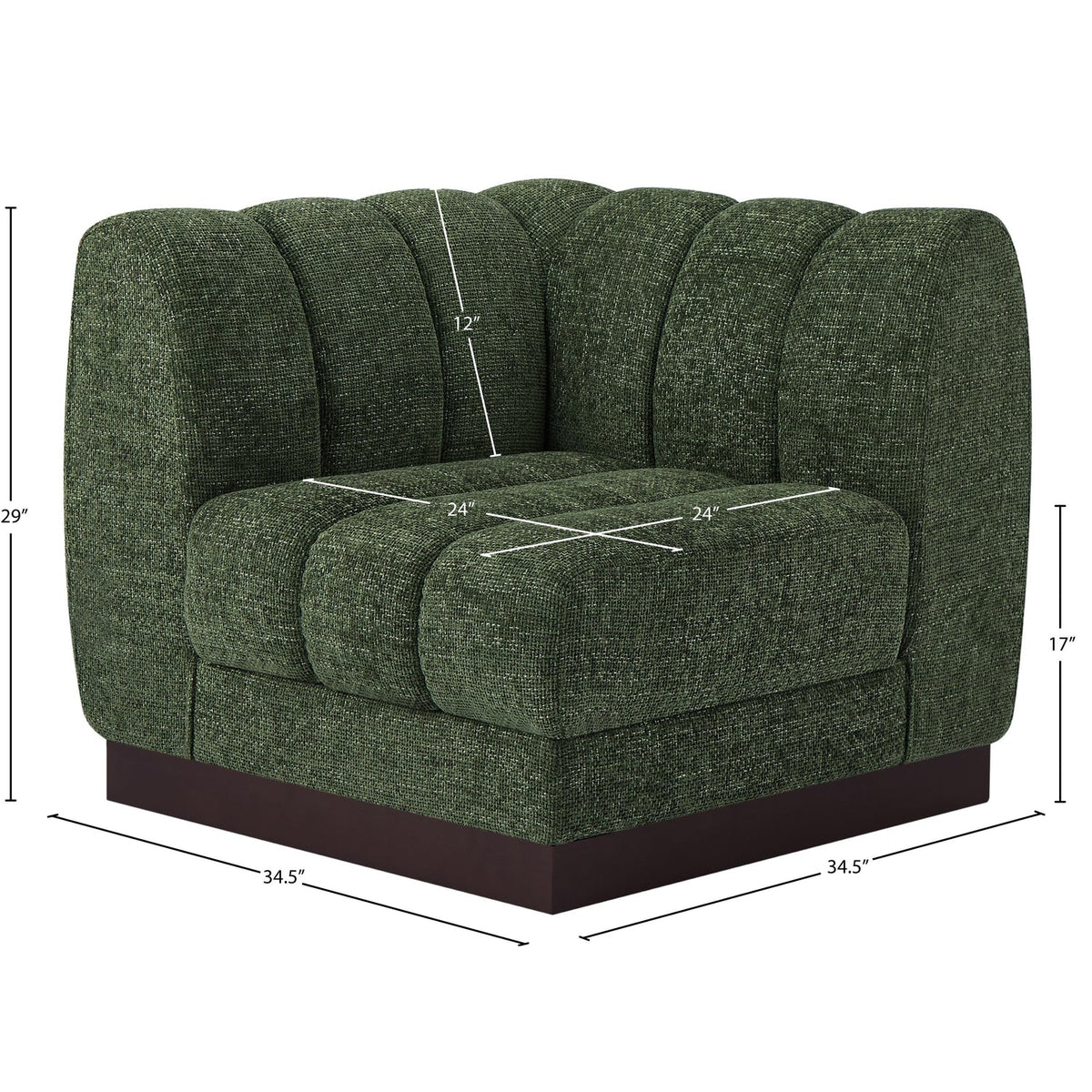 Quinn Green Chenille Fabric Upholstered Modular Corner Chair