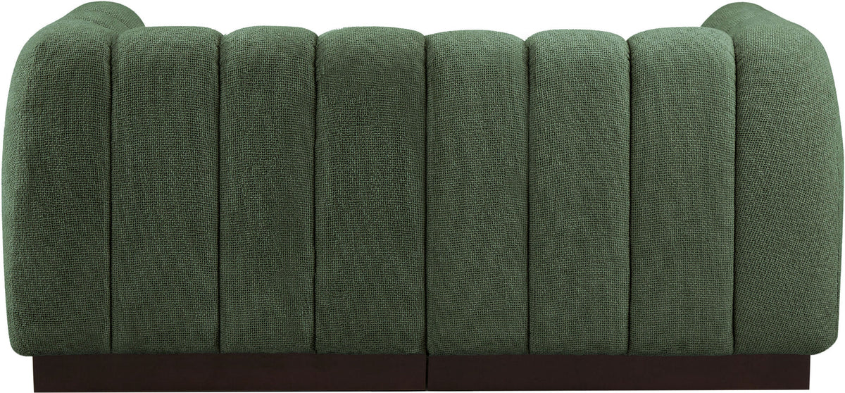 Quinn 69in Green Chenille Fabric Upholstered 2 Piece Modular Loveseat
