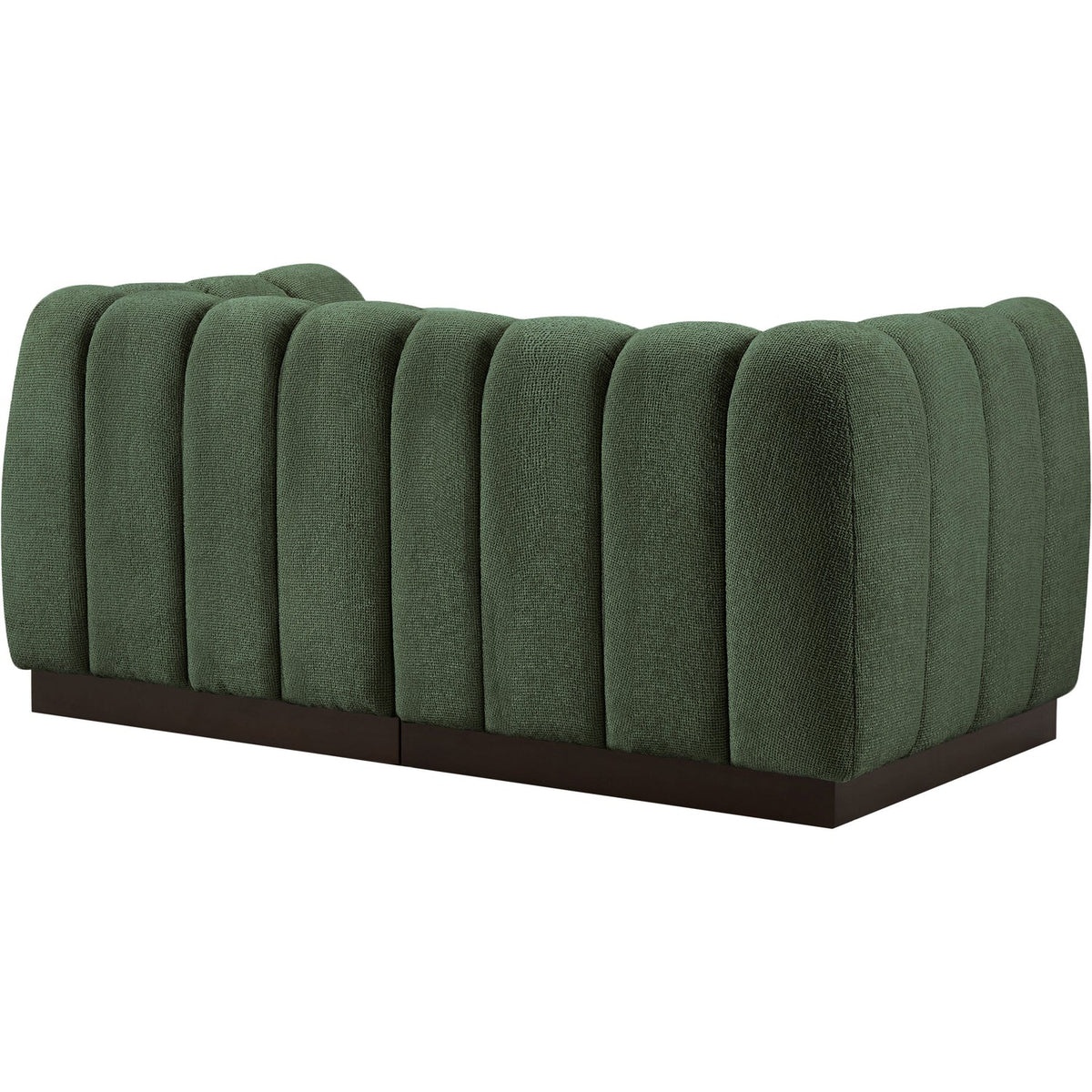 Quinn 69in Green Chenille Fabric Upholstered 2 Piece Modular Loveseat