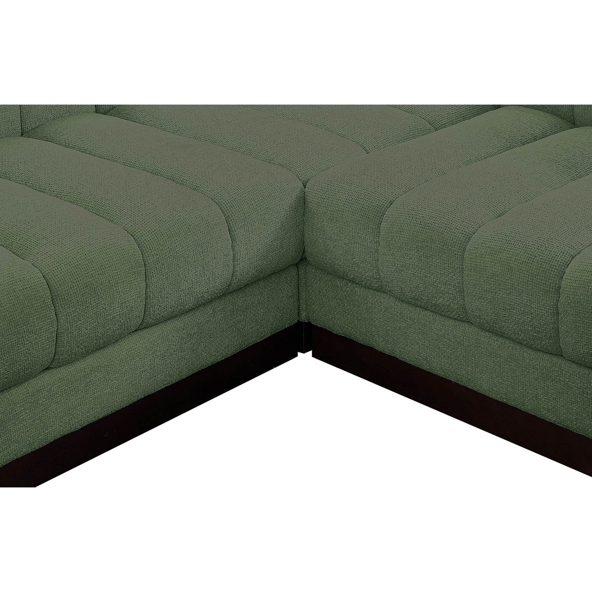 Quinn 98in Green Chenille Fabric Upholstered 5 Piece Modular Sectional Sofa