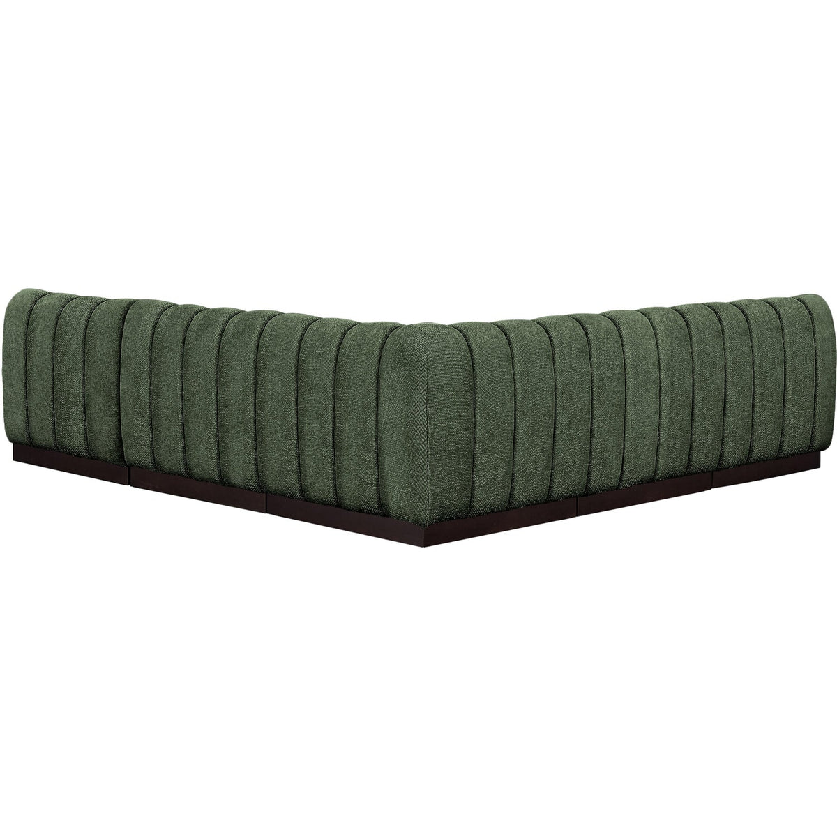 Quinn 98in Green Chenille Fabric Upholstered 5 Piece Modular Sectional Sofa