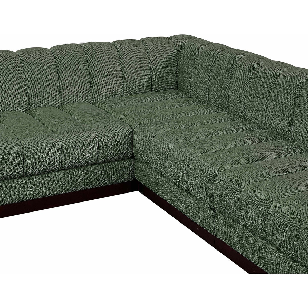 Quinn 98in Green Chenille Fabric Upholstered 5 Piece Modular Sectional Sofa