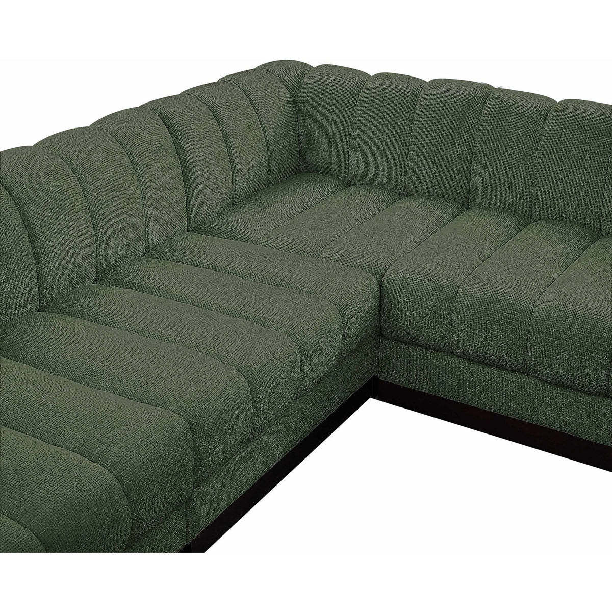 Quinn 98in Green Chenille Fabric Upholstered 5 Piece Modular Sectional Sofa